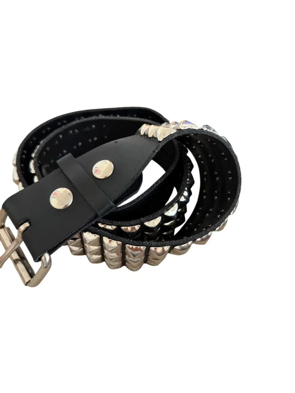Funk Plus Unisex Pyramid Metal Studded Belt Size Large Black Leather Bold Punk